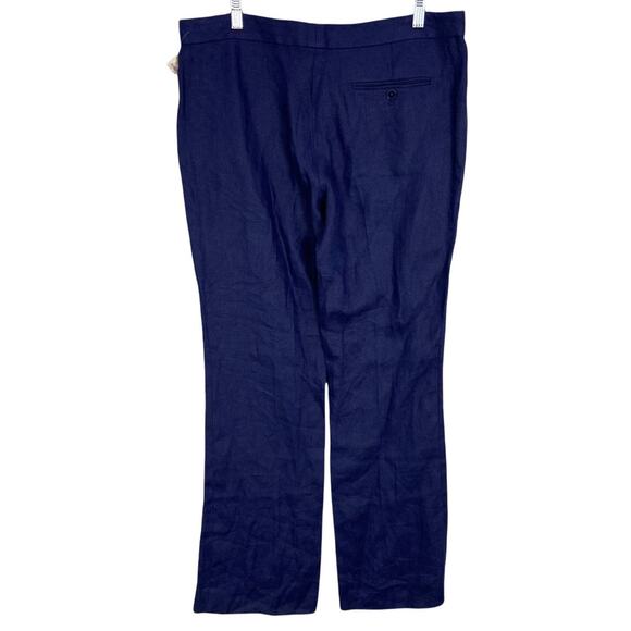 Ralph Lauren Black Label 100% Linen Pants Size 12 Wide Leg Navy Blue Trousers - Picture 11 of 11